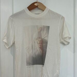 Anine Bing White Logo Crewneck Tee